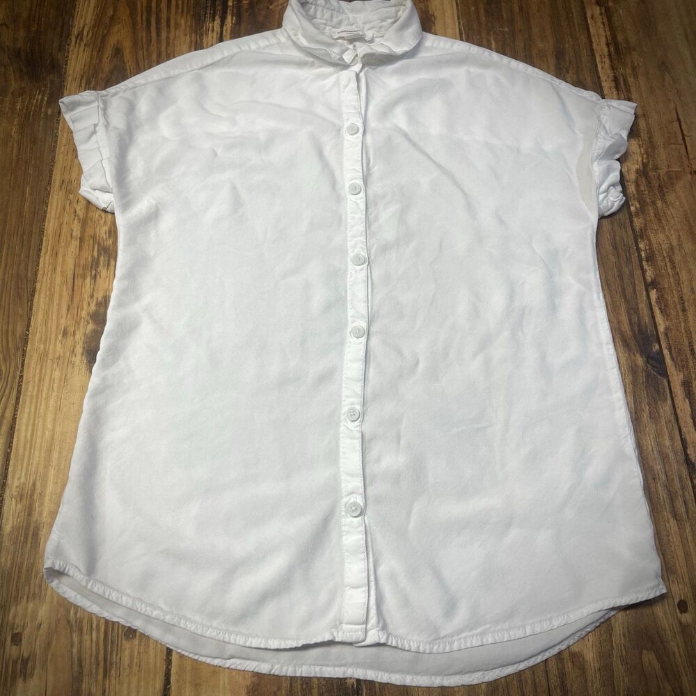 Women’s White Short Sleeve Button Down Blouse Size XS